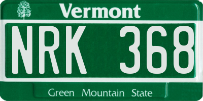VT license plate NRK368