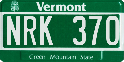 VT license plate NRK370