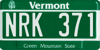 VT license plate NRK371