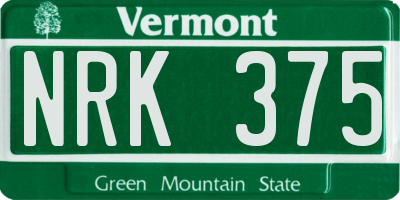 VT license plate NRK375