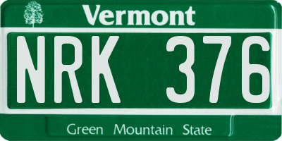 VT license plate NRK376