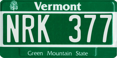 VT license plate NRK377