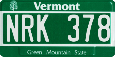VT license plate NRK378