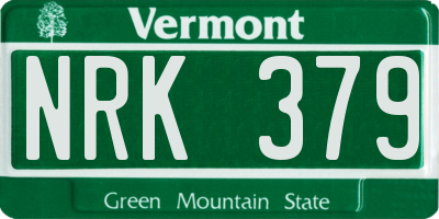 VT license plate NRK379