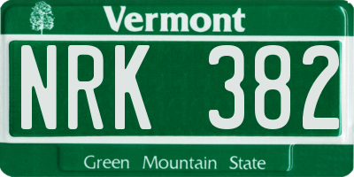 VT license plate NRK382