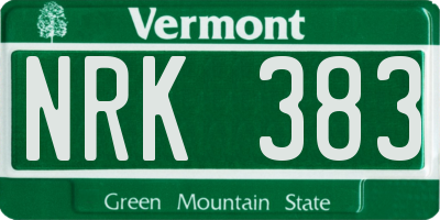 VT license plate NRK383