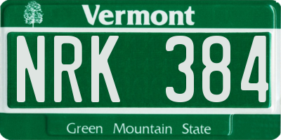 VT license plate NRK384