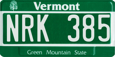 VT license plate NRK385