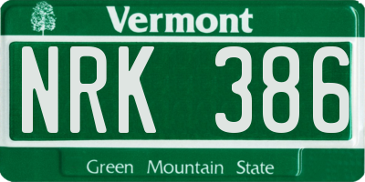VT license plate NRK386