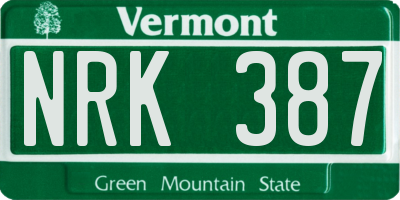 VT license plate NRK387