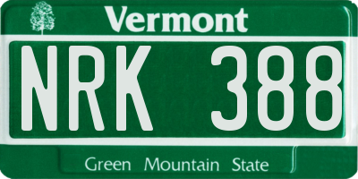 VT license plate NRK388
