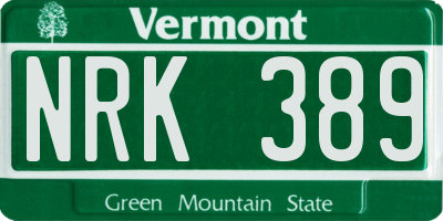 VT license plate NRK389