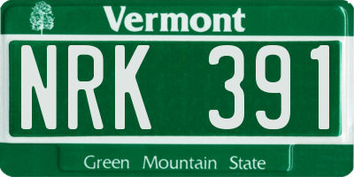 VT license plate NRK391