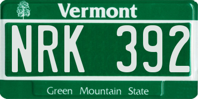 VT license plate NRK392