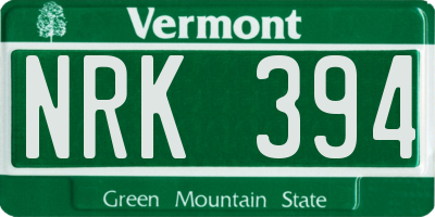 VT license plate NRK394