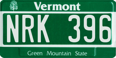 VT license plate NRK396