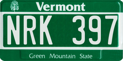 VT license plate NRK397