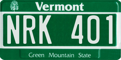 VT license plate NRK401
