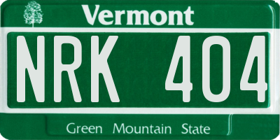VT license plate NRK404