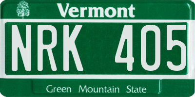 VT license plate NRK405