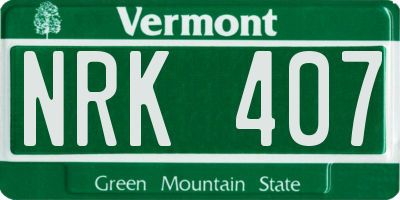 VT license plate NRK407