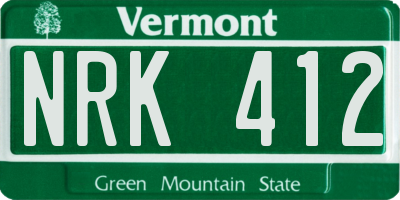VT license plate NRK412
