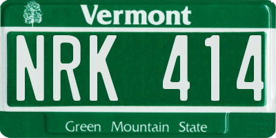 VT license plate NRK414