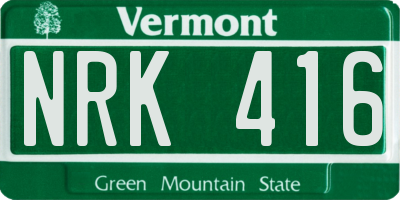 VT license plate NRK416