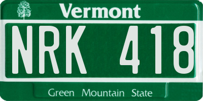 VT license plate NRK418