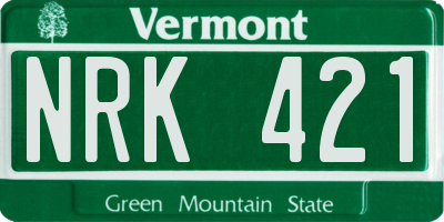 VT license plate NRK421