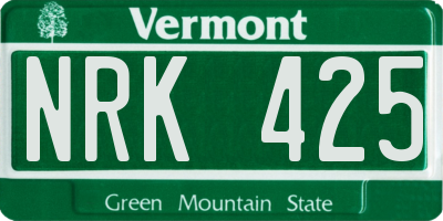 VT license plate NRK425
