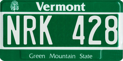 VT license plate NRK428