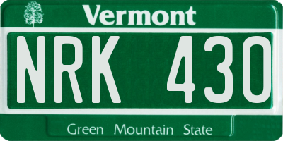 VT license plate NRK430