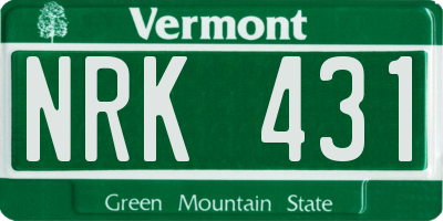 VT license plate NRK431