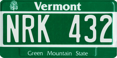VT license plate NRK432