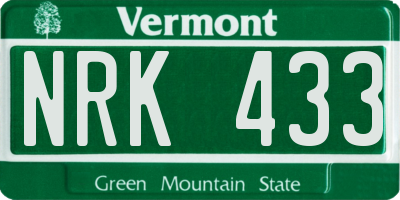 VT license plate NRK433