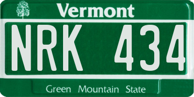 VT license plate NRK434