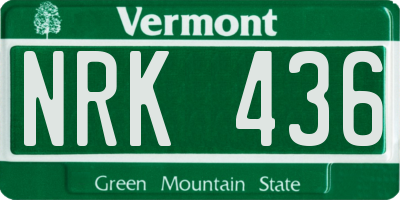 VT license plate NRK436