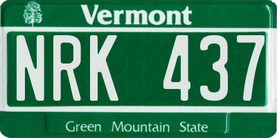 VT license plate NRK437