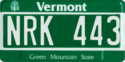 VT license plate NRK443