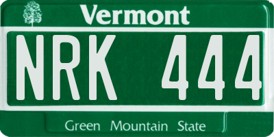 VT license plate NRK444