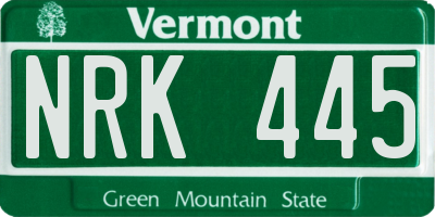VT license plate NRK445