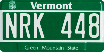 VT license plate NRK448