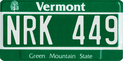 VT license plate NRK449