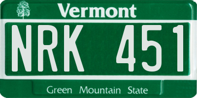 VT license plate NRK451