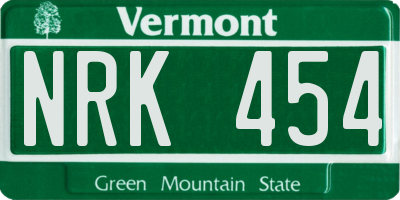 VT license plate NRK454