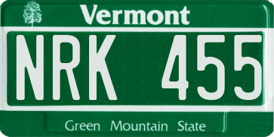 VT license plate NRK455