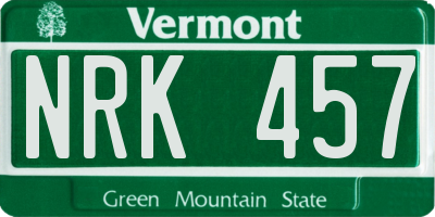 VT license plate NRK457