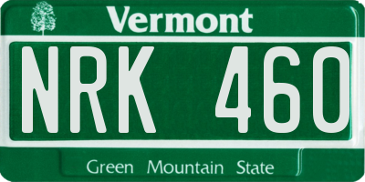 VT license plate NRK460