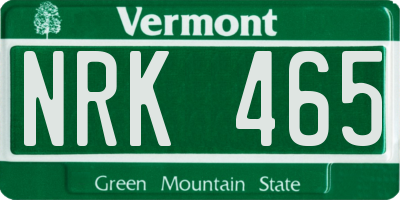 VT license plate NRK465
